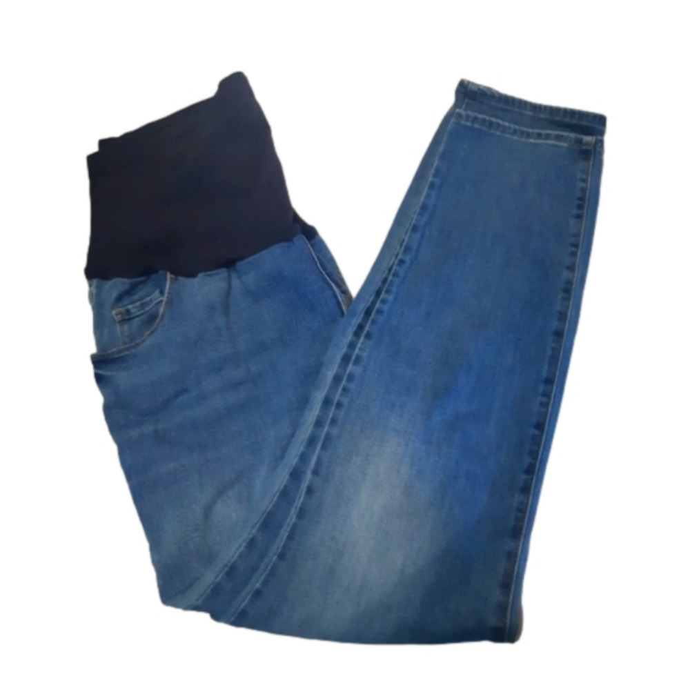 Oldnavy maternity blue jeans elastic stretch bellyband skinny size 20 long XL